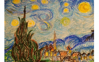 Impresja malarska uczniów klas siódmych inspirowana twórczością van Gogha